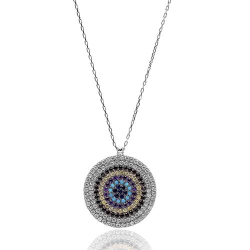 Colorful Round Shape Turkish Wholesale Handmade  925k Sterling Silver  Pendant